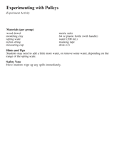 Experiment Activity: Experimenting with Pulleys