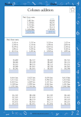 Column Addition with Five Addends